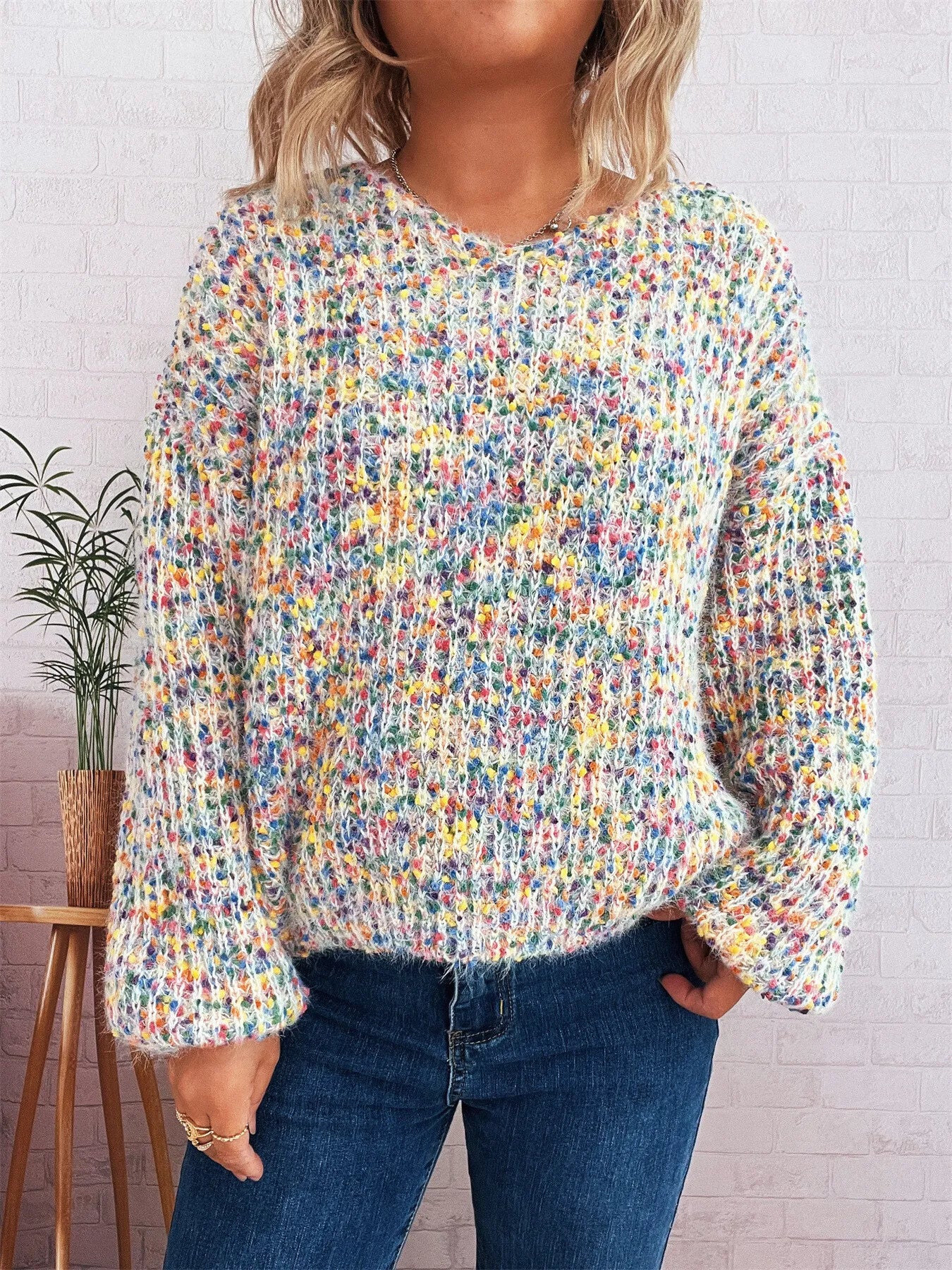 Colorful Long Sleeve Sweater - Image 24