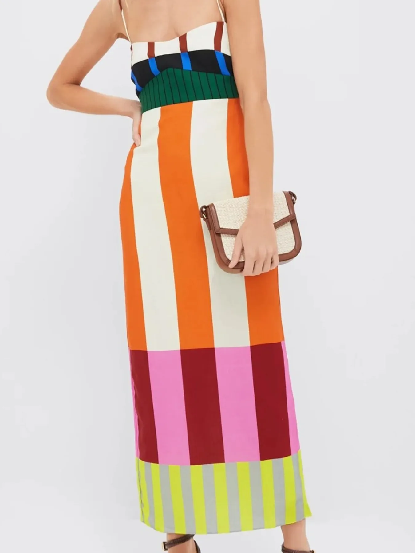 Colorful Stripe Square Neck Cami Dress - Image 4