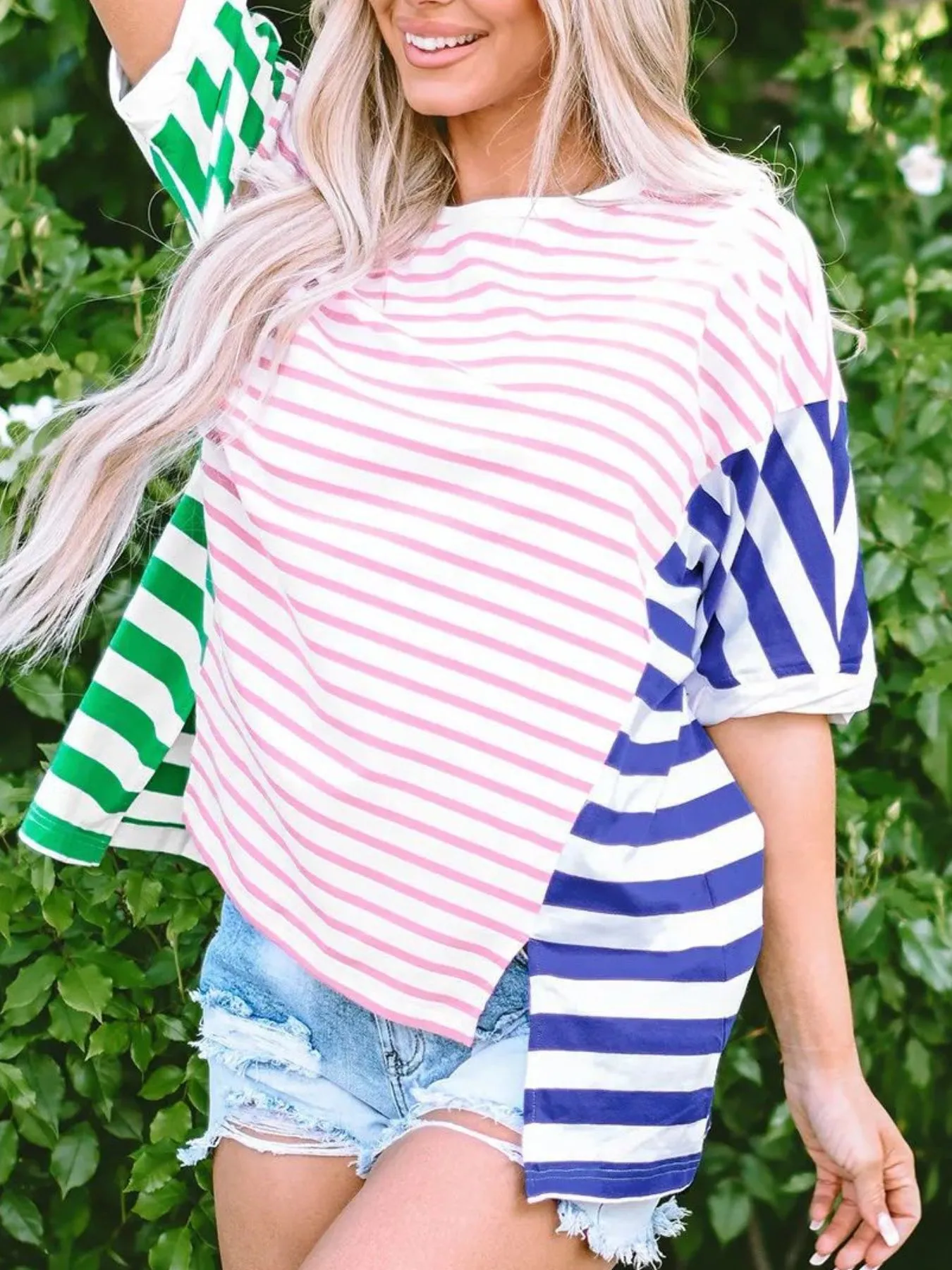 Colorful Striped Oversized T-Shirt - Image 14