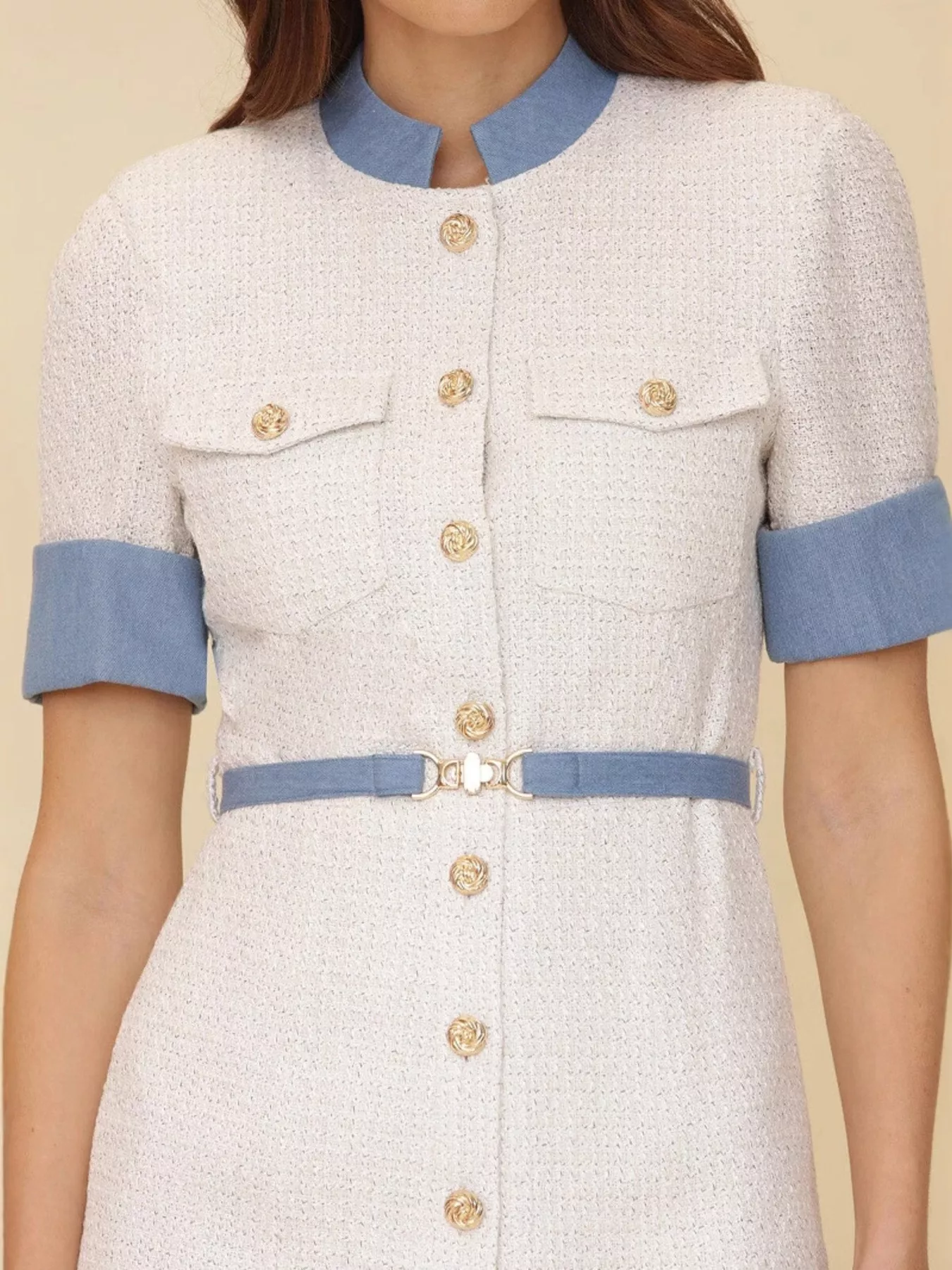 Contrast Button Front Mini Dress - Image 2