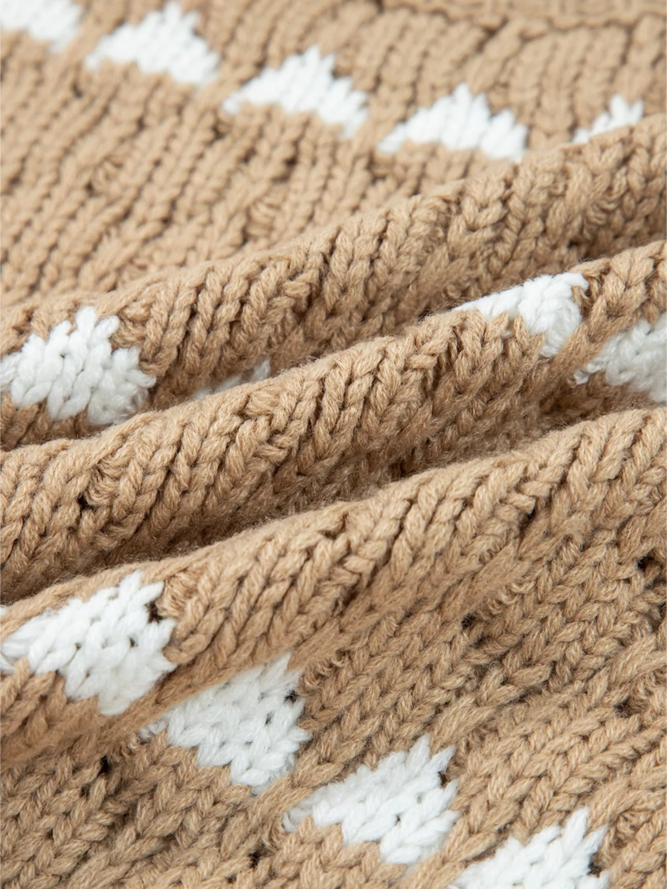 Contrast Detail Textured Knit Puff Sleeve Baggy Sweater - Image 10