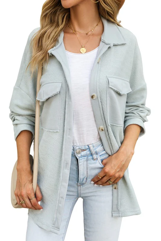 Contrast Flap Pockets Relaxed Shacket - Image 9