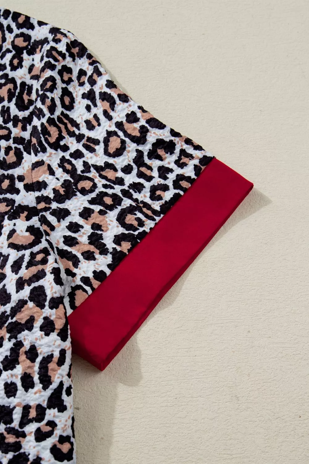 Contrast Frilled V Neck Trimmed Leopard Shirt - Image 7