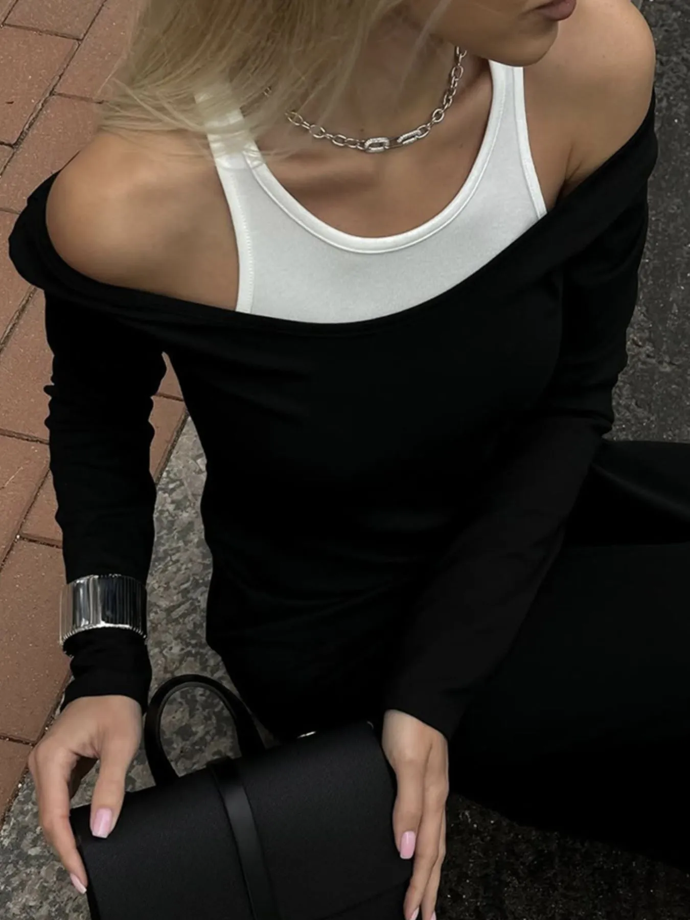 Contrast Long Sleeve Maxi Dress - Image 6