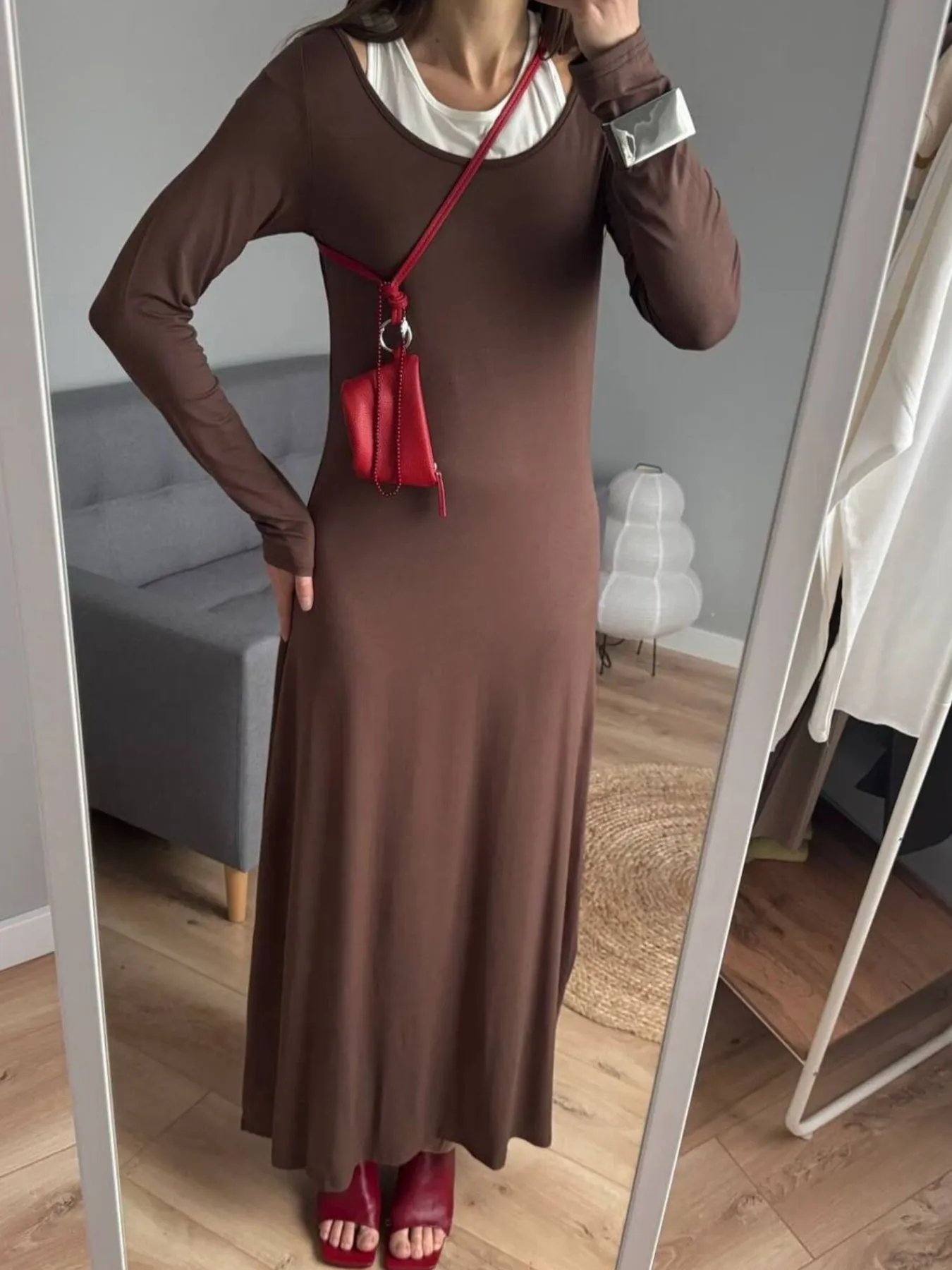 Contrast Long Sleeve Maxi Dress - Image 9