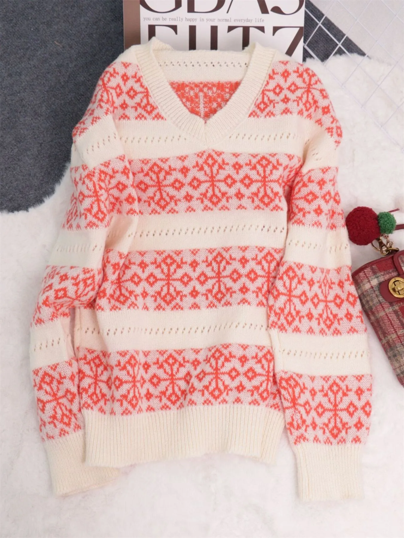 Contrast Ribbed hem Long Sleeve Sweater - Image 4