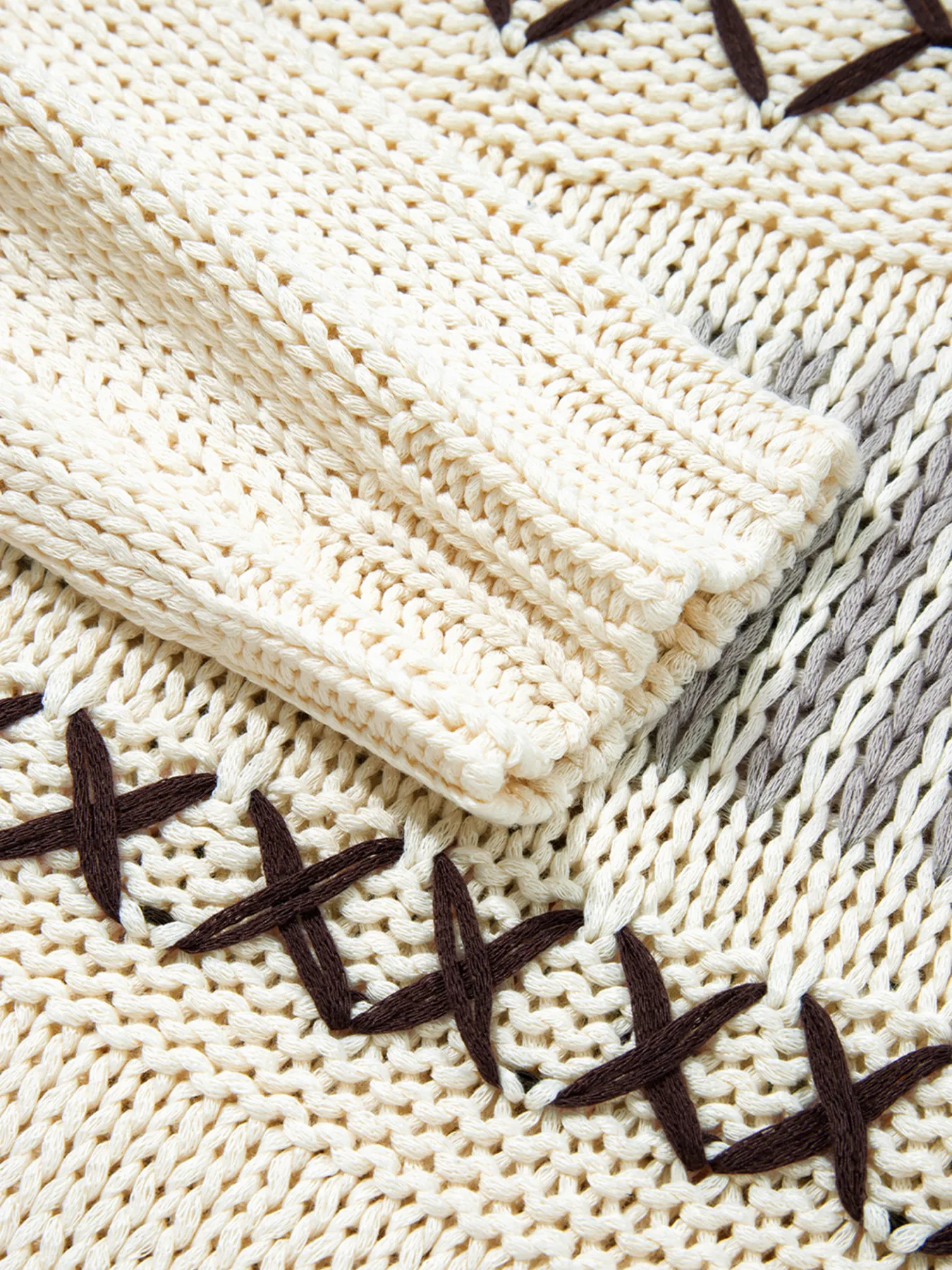 Contrast Stitch Detail V Neck Drop Shoulder Sweater - Image 6