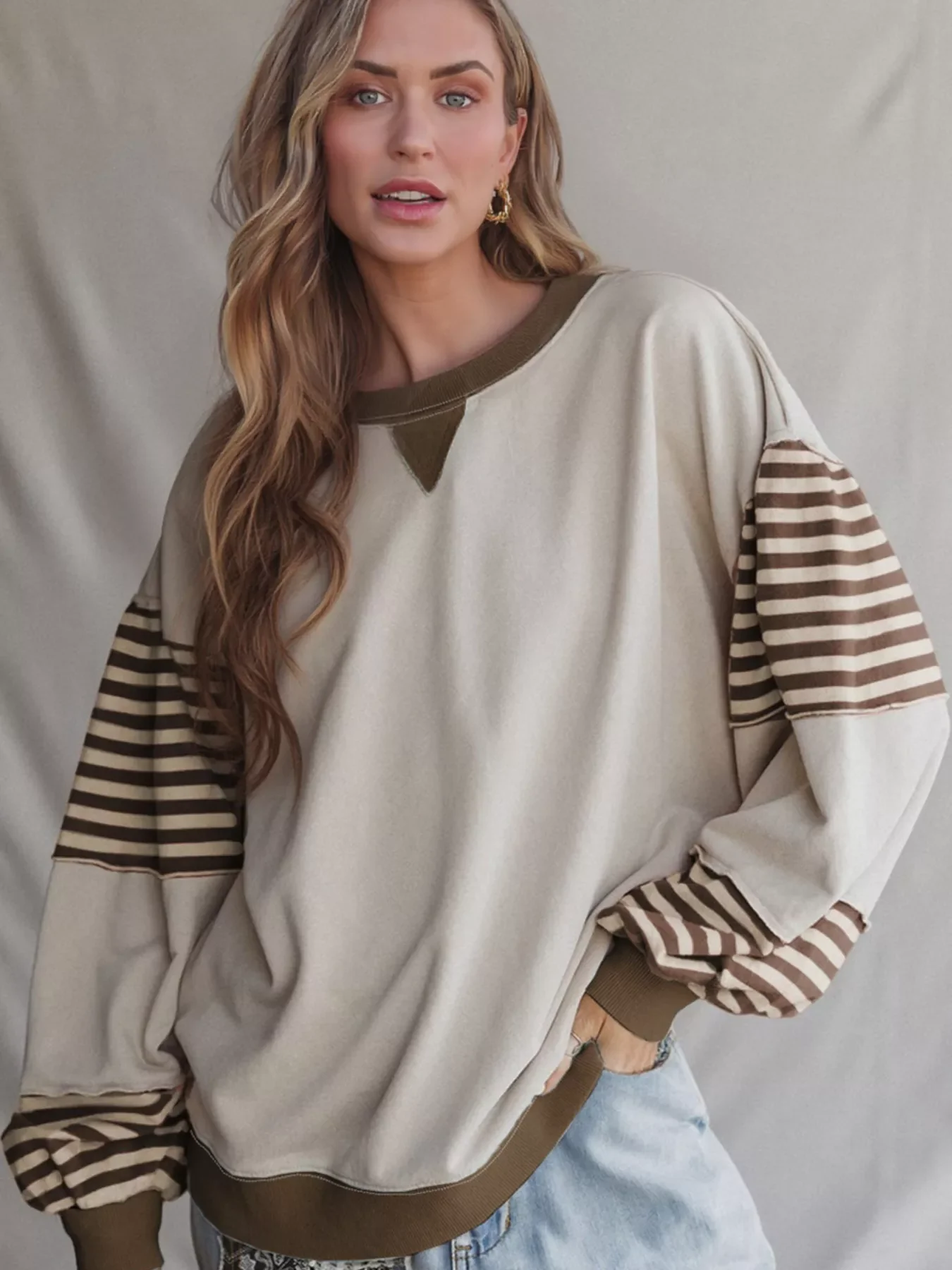 Contrast Striped Long Sleeve Sweatshirt - Image 4
