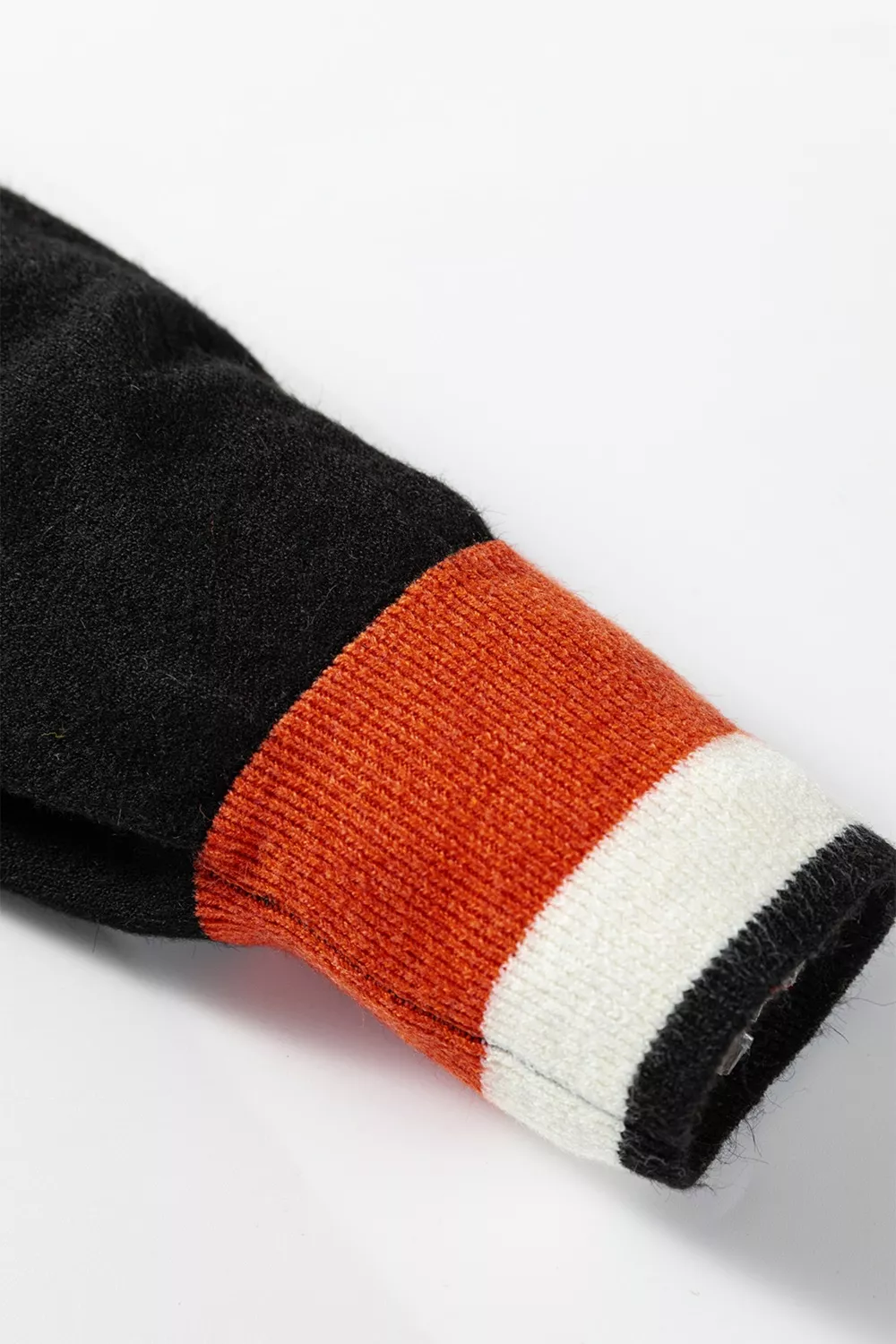 Contrast Striped Trim V Neck Varsity Sweater - Image 7
