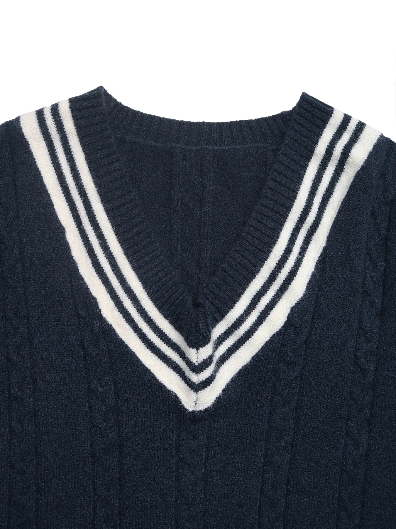 Contrast Striped V-Neck Sweater - Image 7