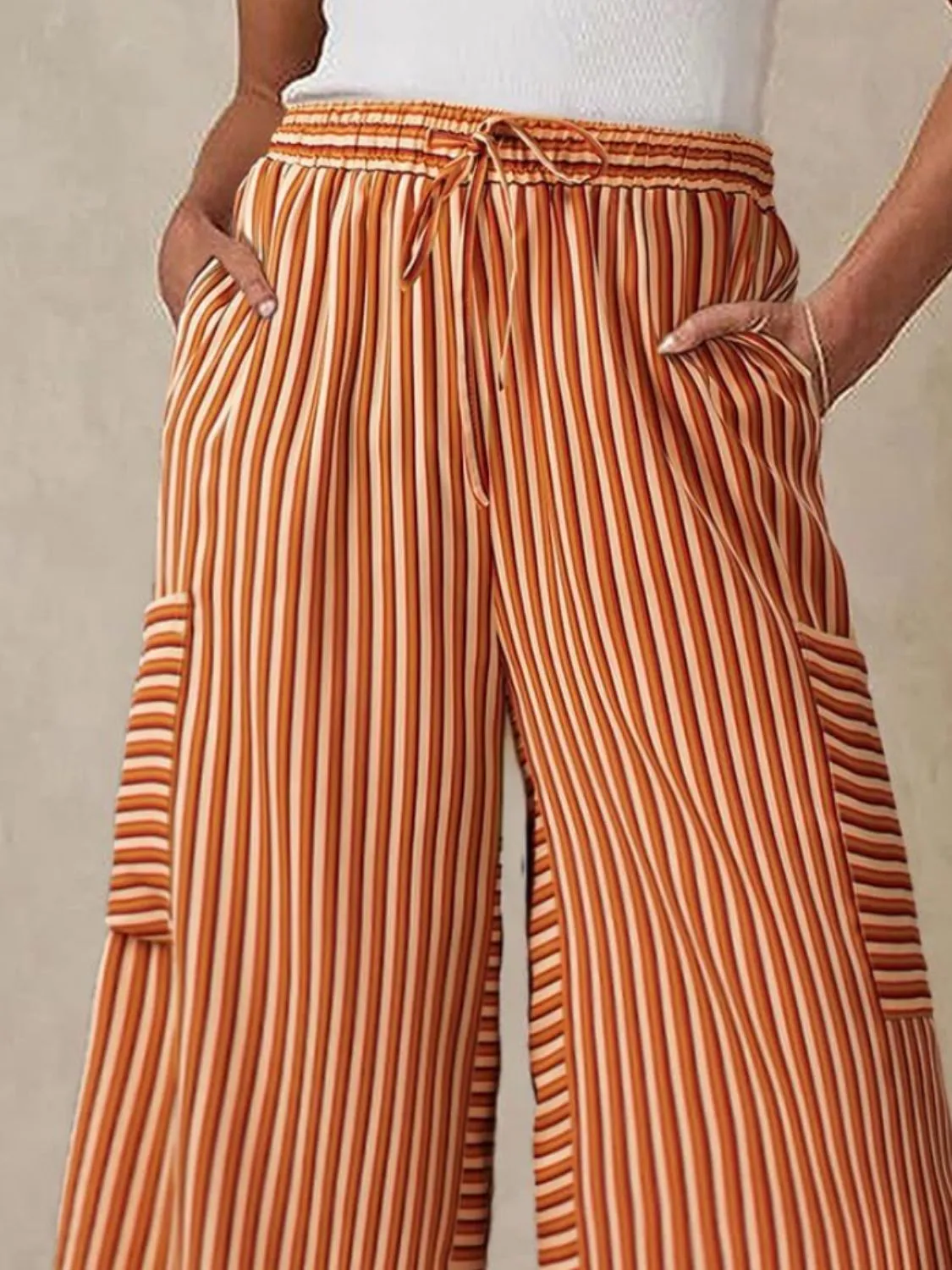Contrast Striped Wide leg Pants - Image 21
