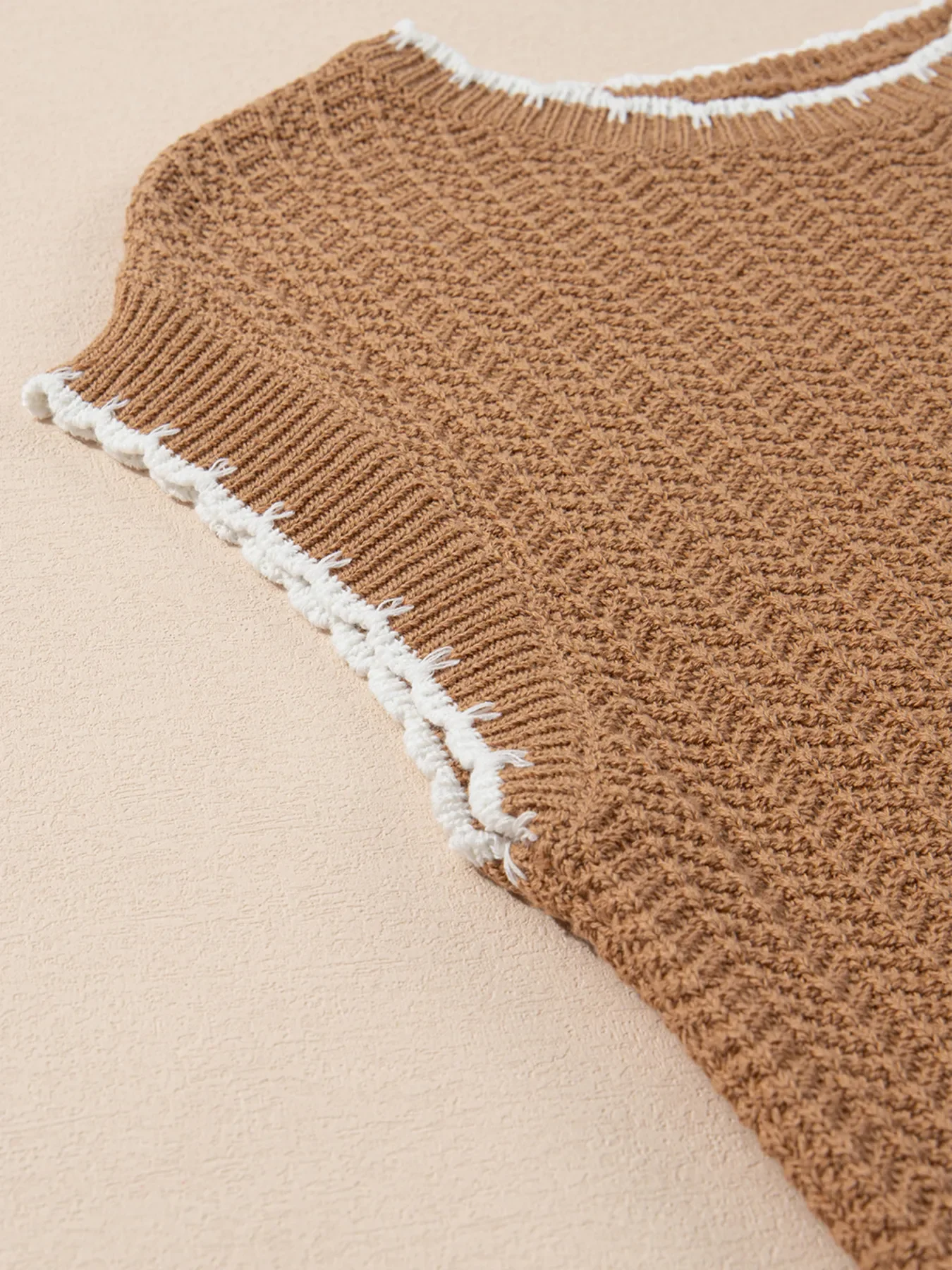 Contrast Trim Boxy Fit Sweater Vest - Image 21