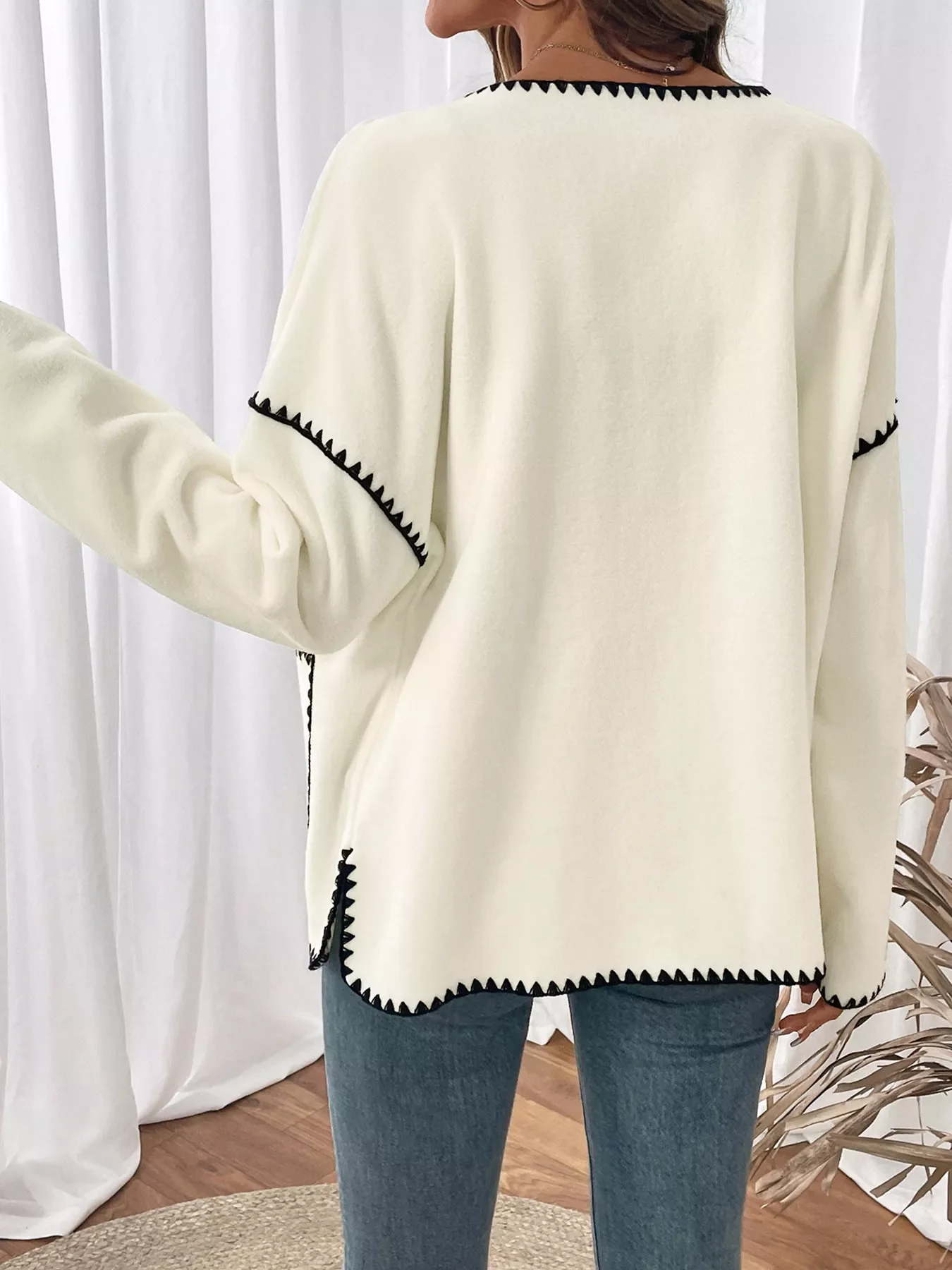 Contrast Trim Button Up Jacket - Image 6