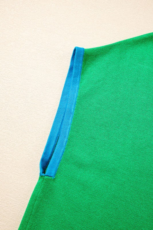 Contrast Trim Crewneck Short Sleeve Sweater - Image 8