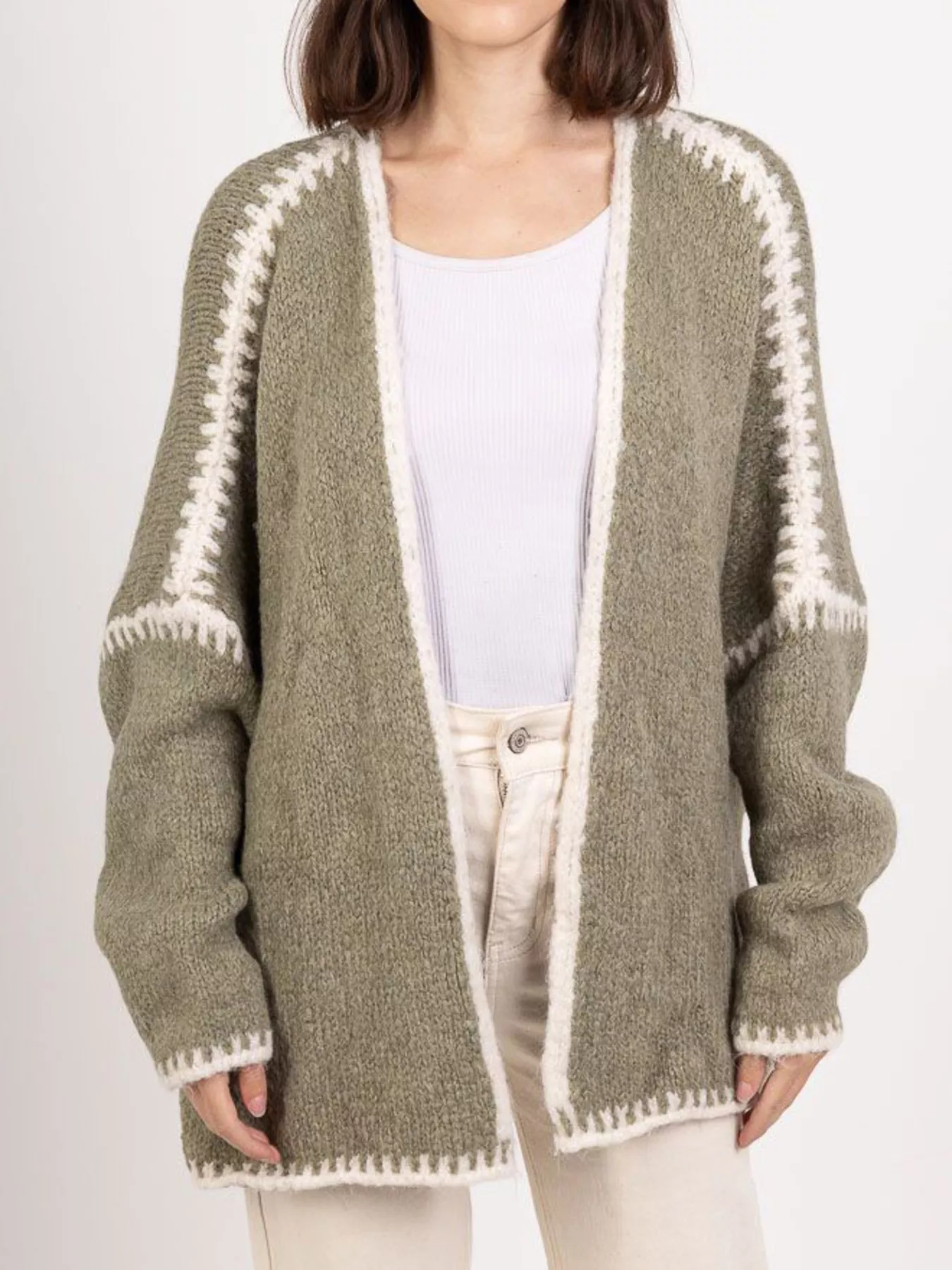 Contrast Trim Open Front Cardigan - Image 18
