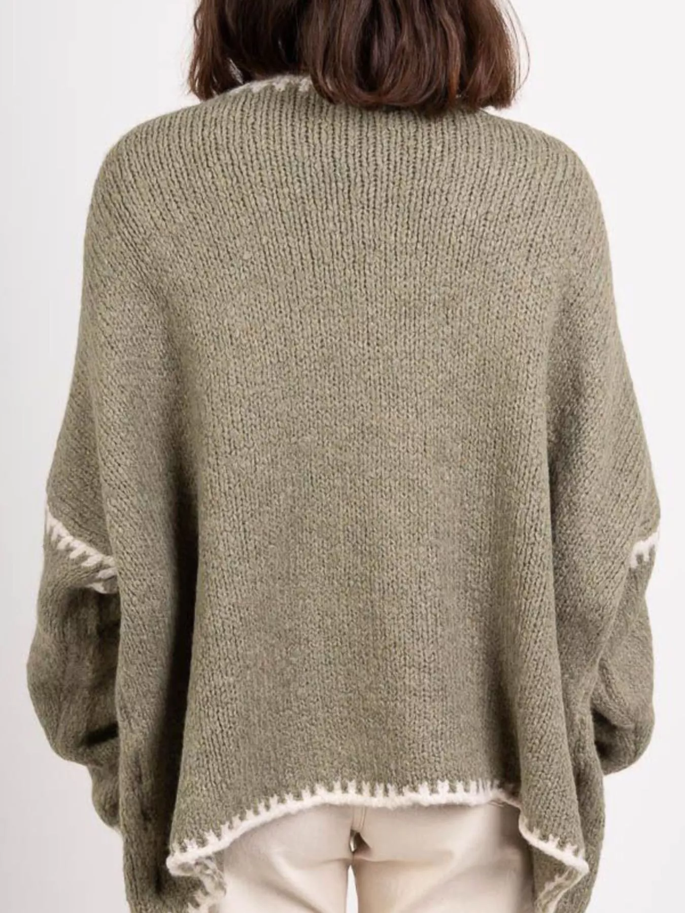 Contrast Trim Open Front Cardigan - Image 20