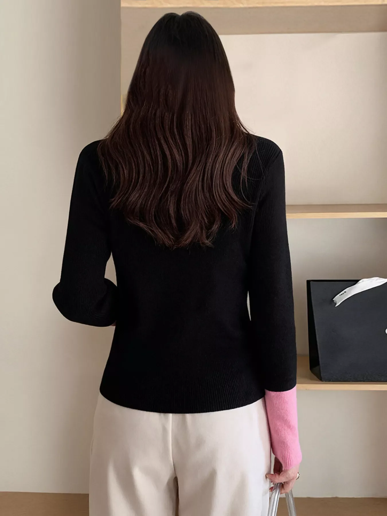 Contrast Trim Ribbed Knit Cardigan - Image 6