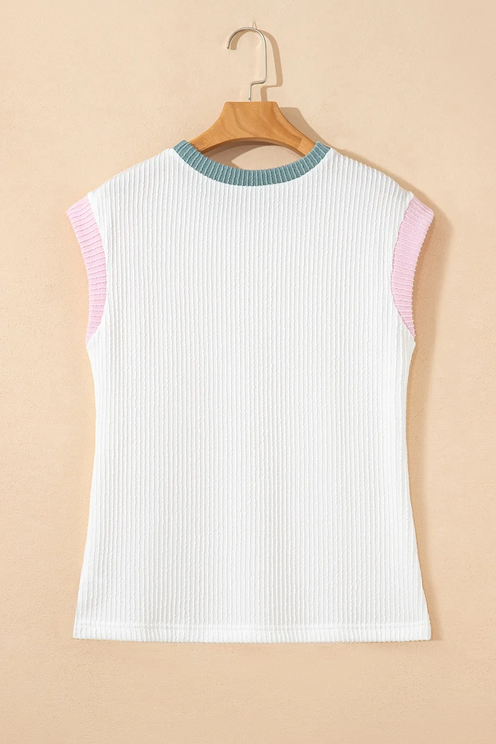 Contrast Trim Ribbed Knit Sleeveless Top - Image 8