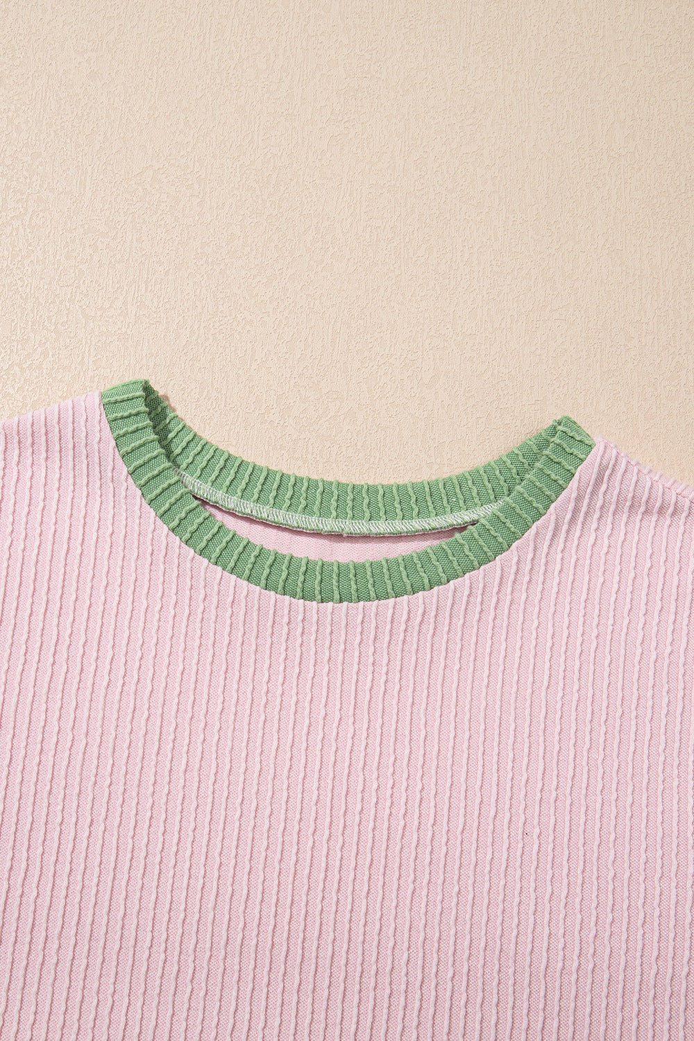 Contrast Trim Round Neck Cap Sleeve Top - Image 8