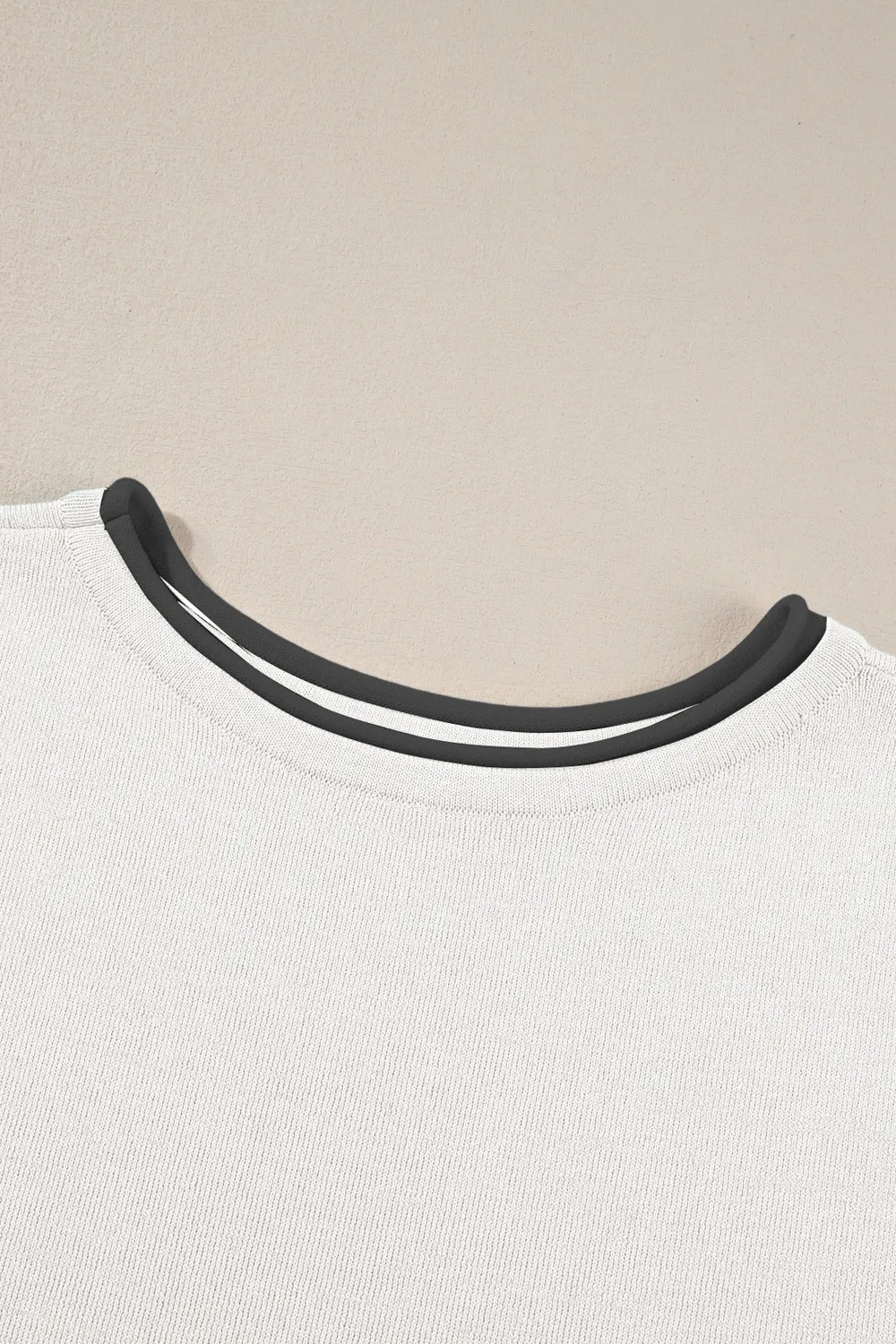 Contrast Trim Round Neck Top and Pants Set - Image 5