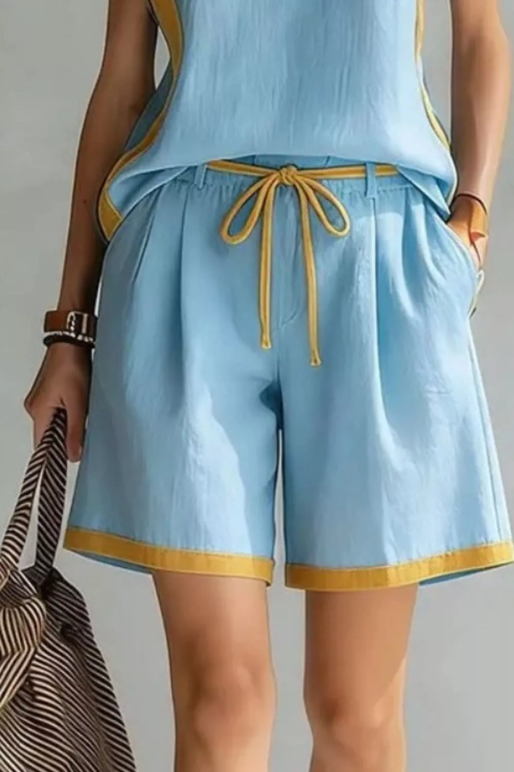 Contrast Trim Tank and Shorts Set - Image 5
