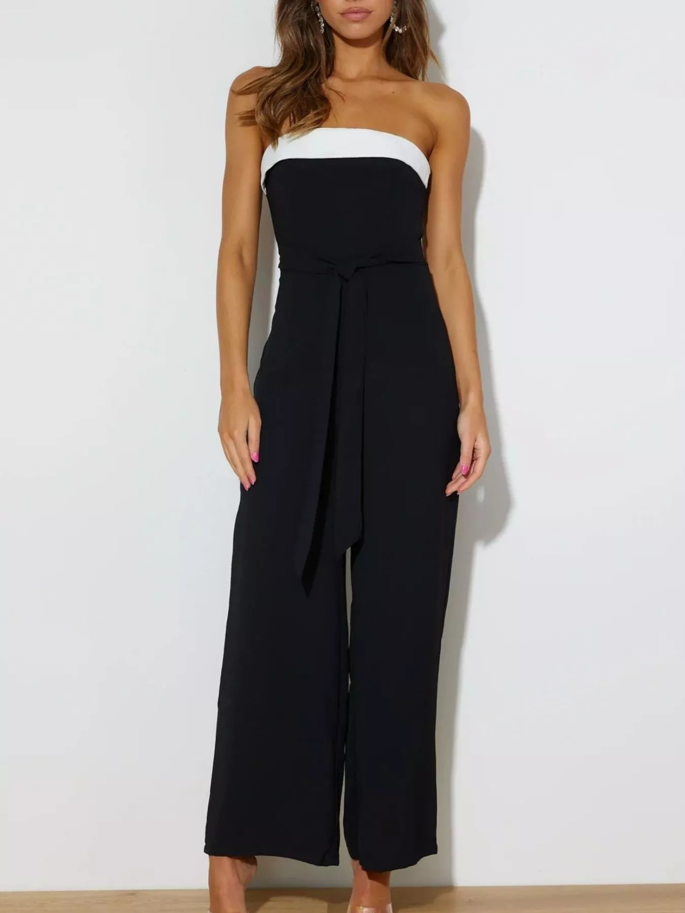 Contrast Tube Wide Leg Jumpsuit - Image 2