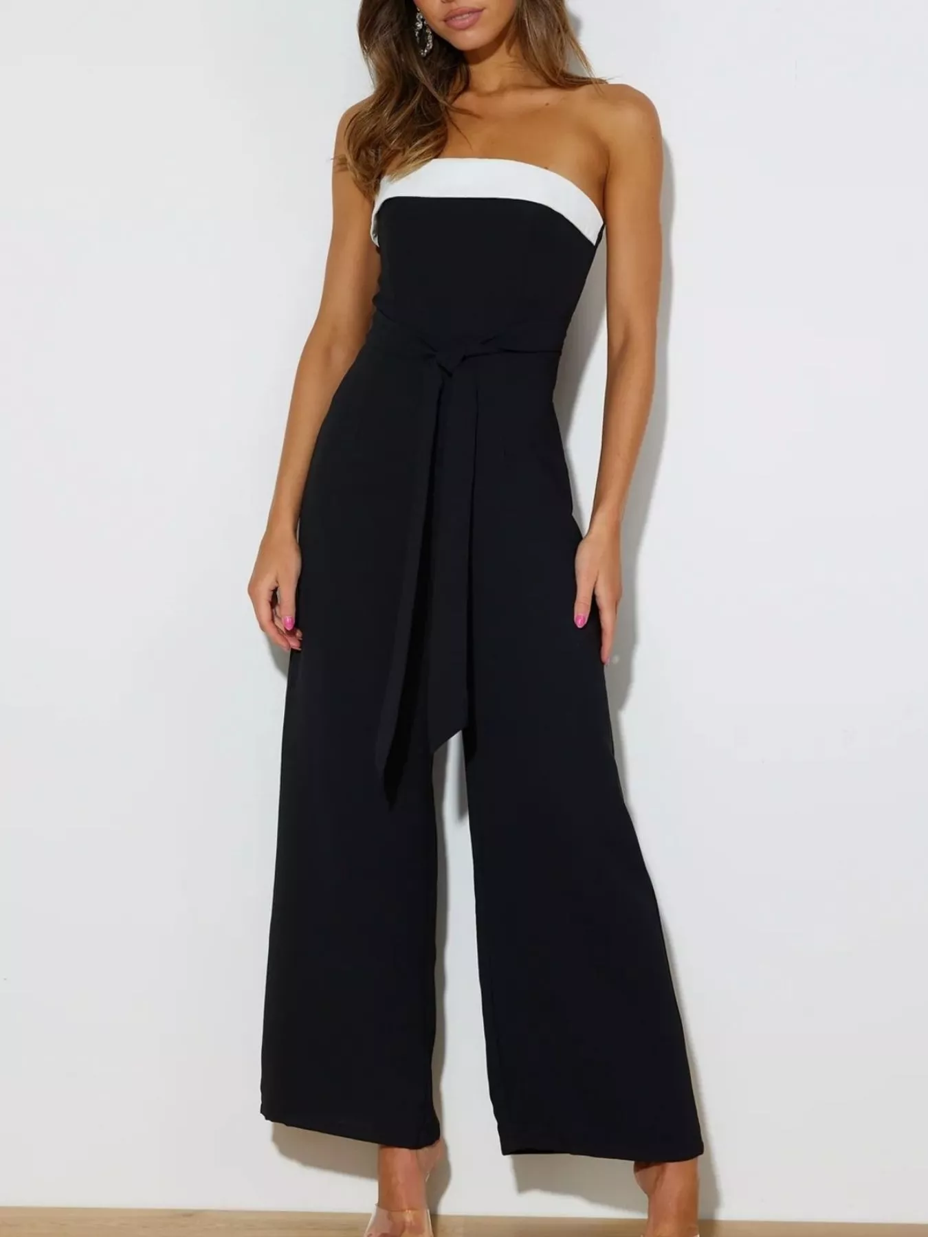 Contrast Tube Wide Leg Jumpsuit - Image 3