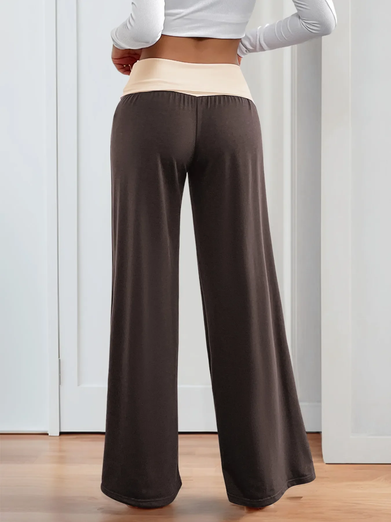 Contrast Waistband Wide Leg Pants - Image 22