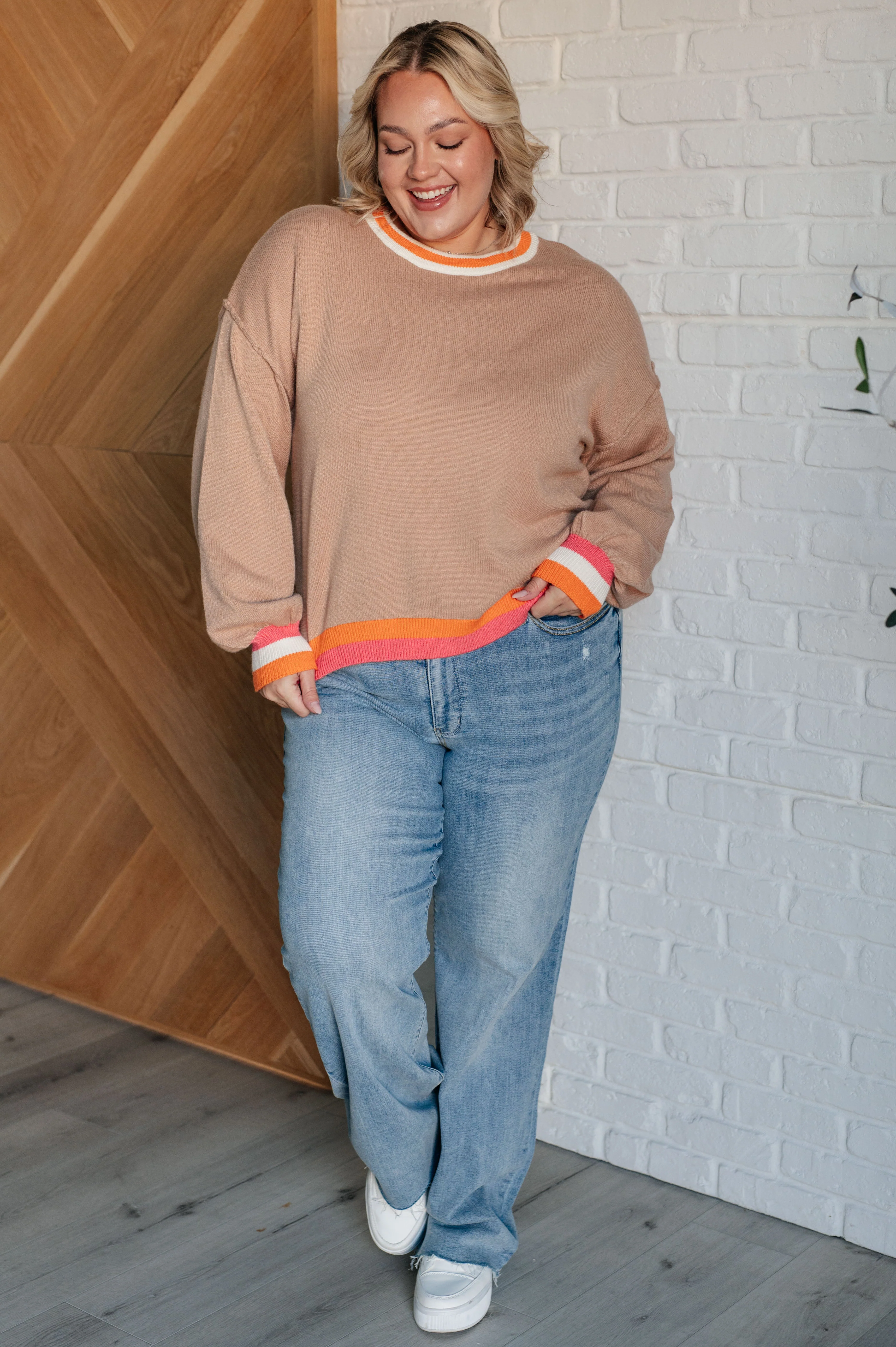 Conversational Moment Striped Trim Sweater - Image 4