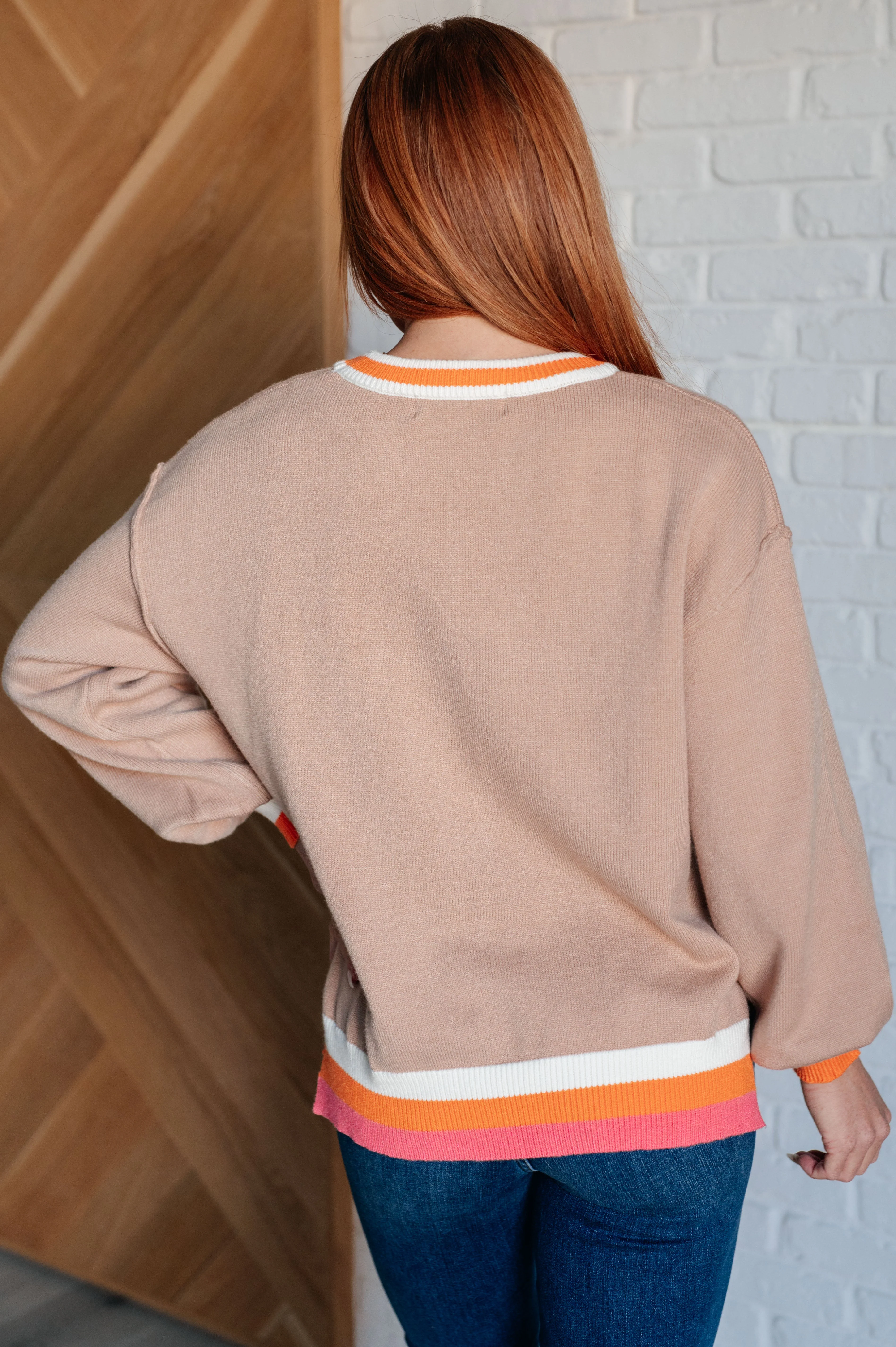 Conversational Moment Striped Trim Sweater - Image 10