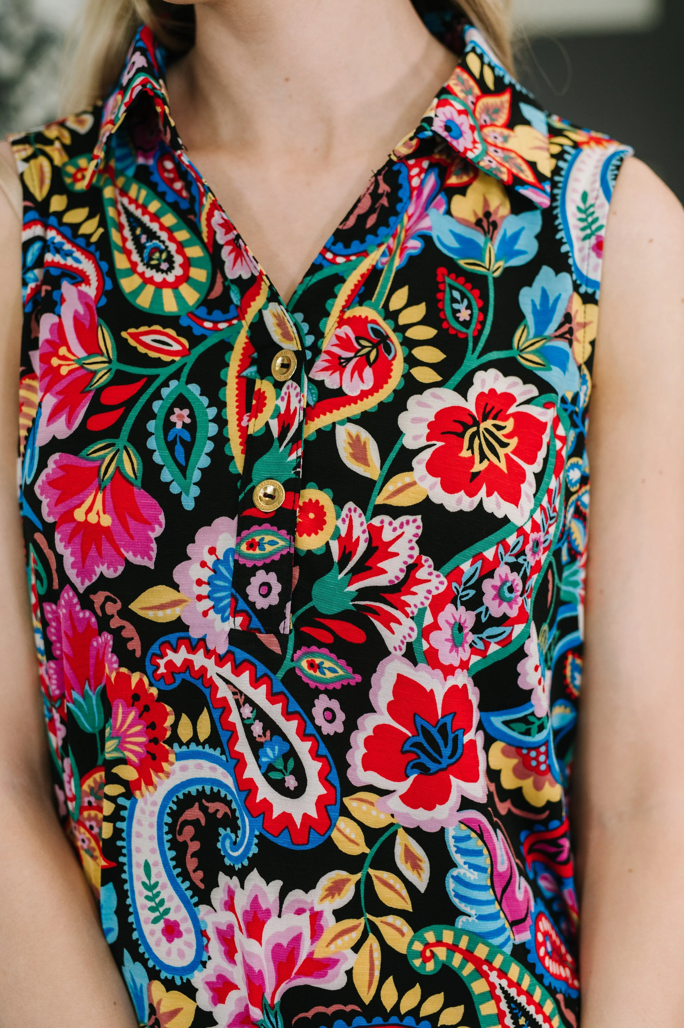 Coral Sands Collared Tank Dress in Dark Floral Paisley - Image 2