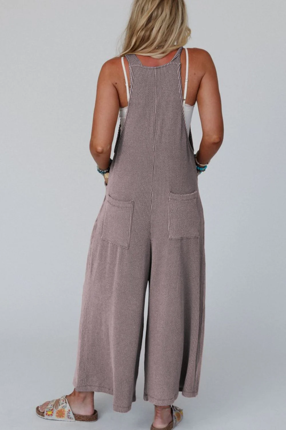 Corded Adjustable Straps Wide Leg Loose Overalls - Image 10