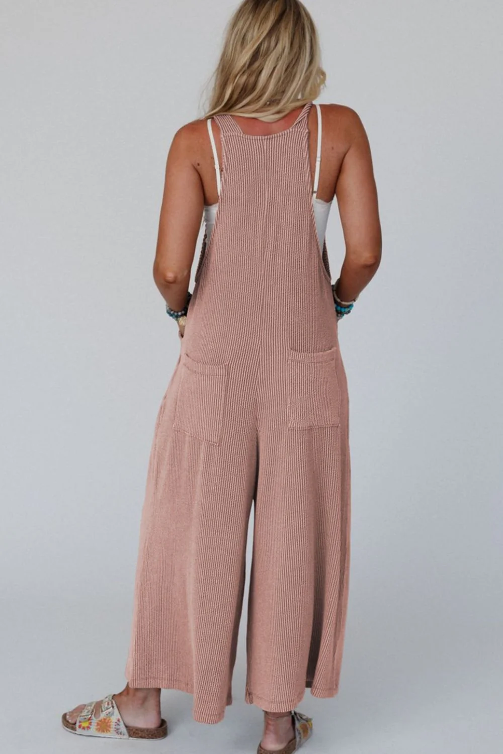 Corded Adjustable Straps Wide Leg Loose Overalls - Image 4