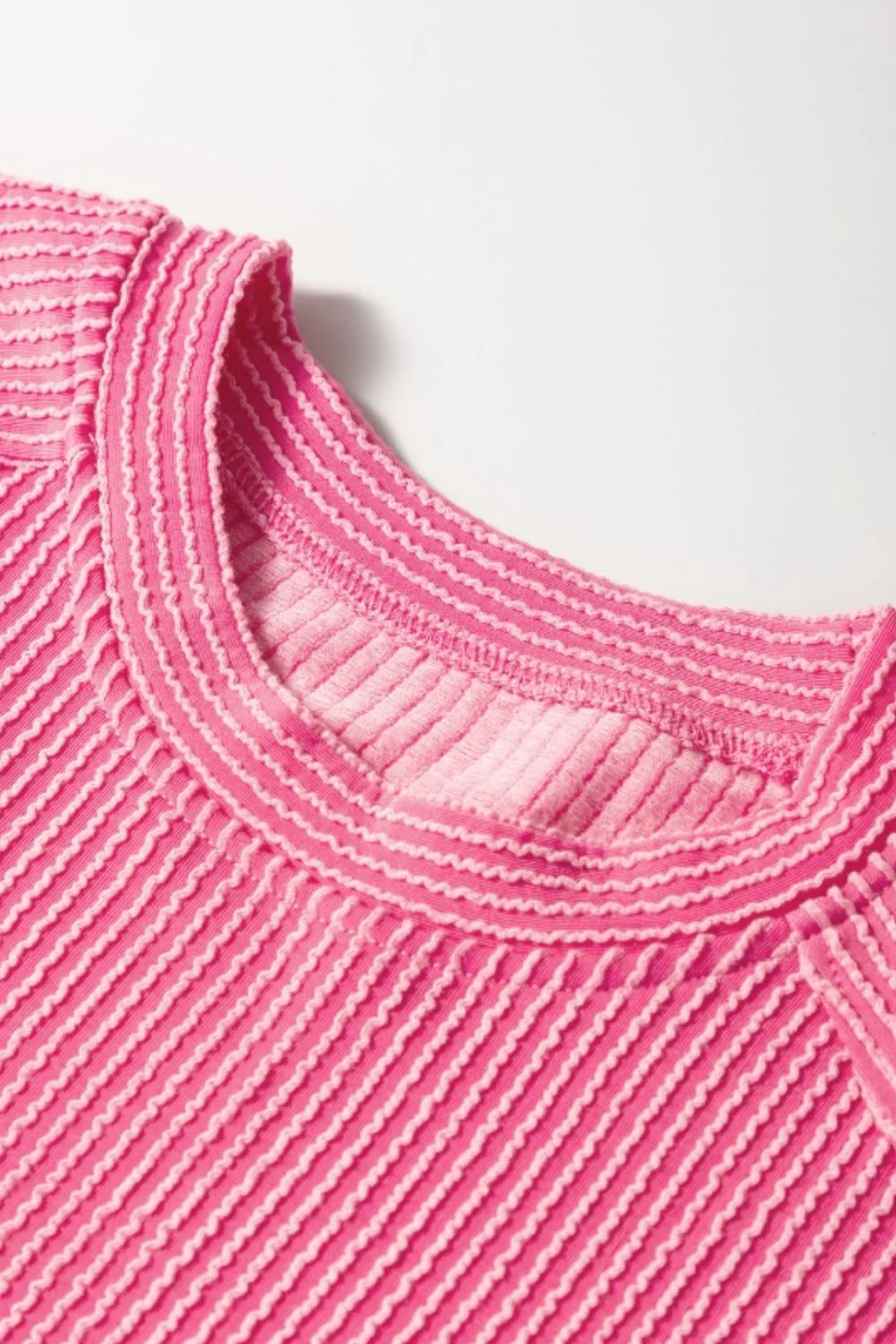 Corded Knit Short Sleeve T-Shirt and Wide Leg Pants Set - Image 7