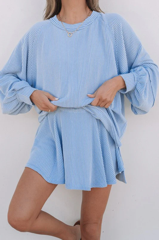 Corded Top and Ruffle Mini Skirt Set - Image 14