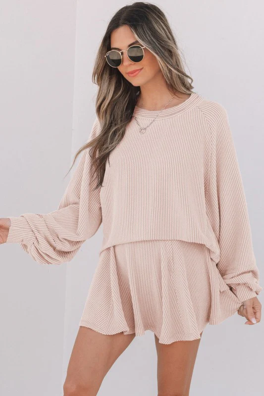 Corded Top and Ruffle Mini Skirt Set - Image 3