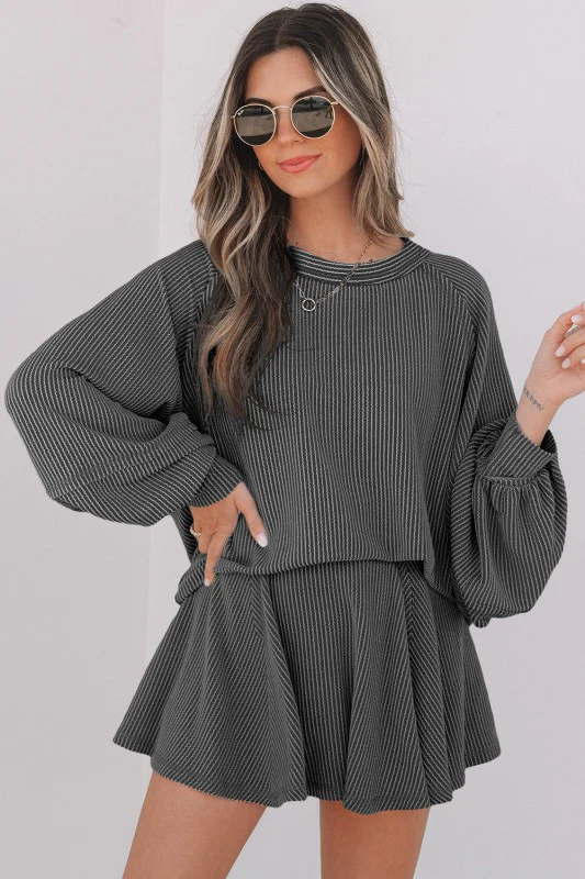Corded Top and Ruffle Mini Skirt Set - Image 64
