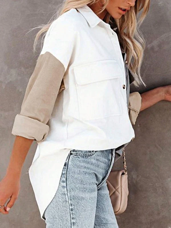 Corduroy Boho Patch Button Shirt Shacket - Image 5