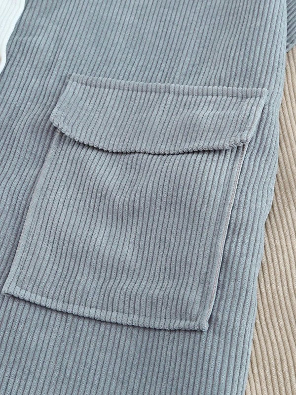 Corduroy Boho Patch Button Shirt Shacket - Image 7