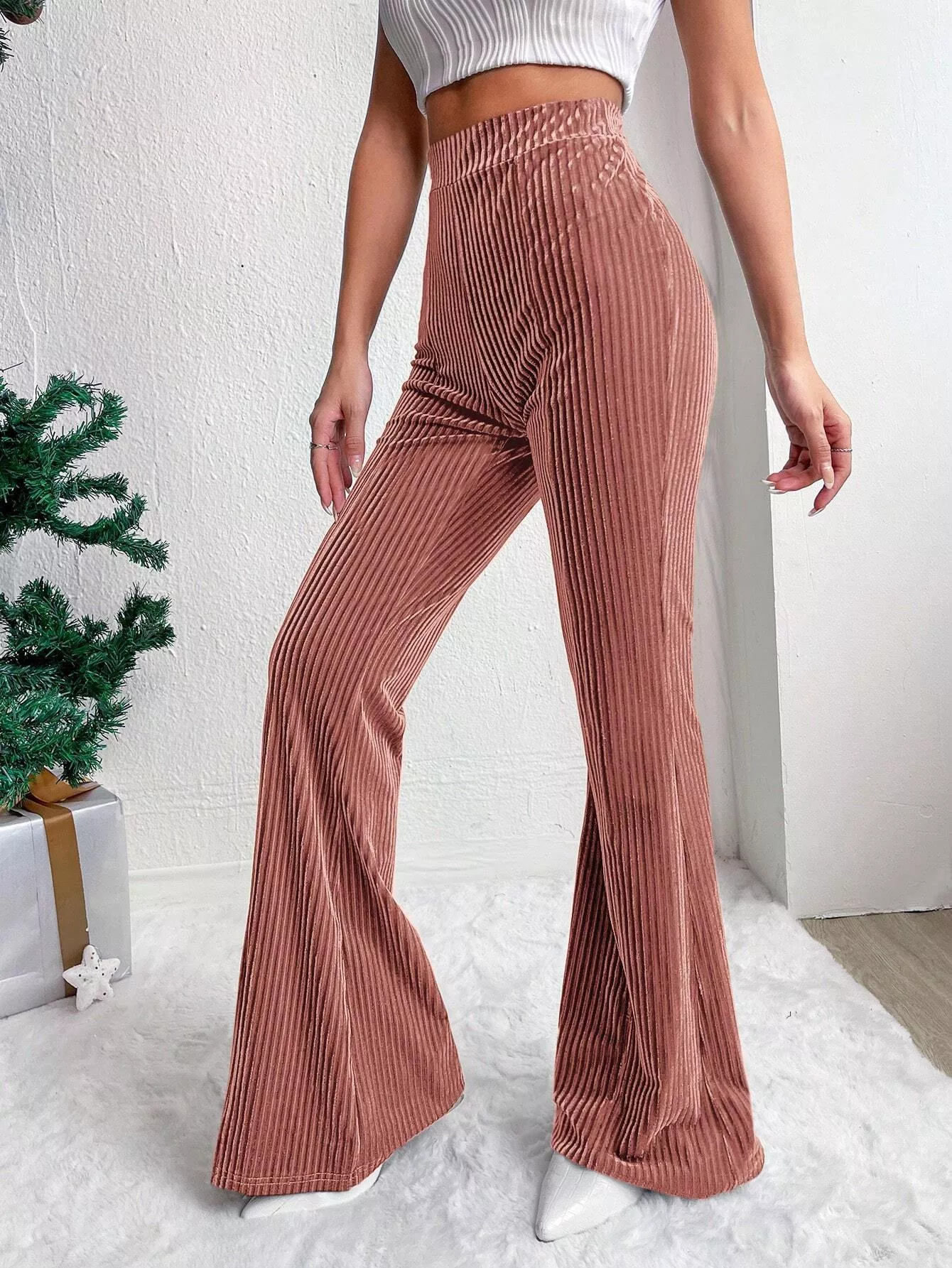 Corduroy High Waist Flare Pants - Image 13