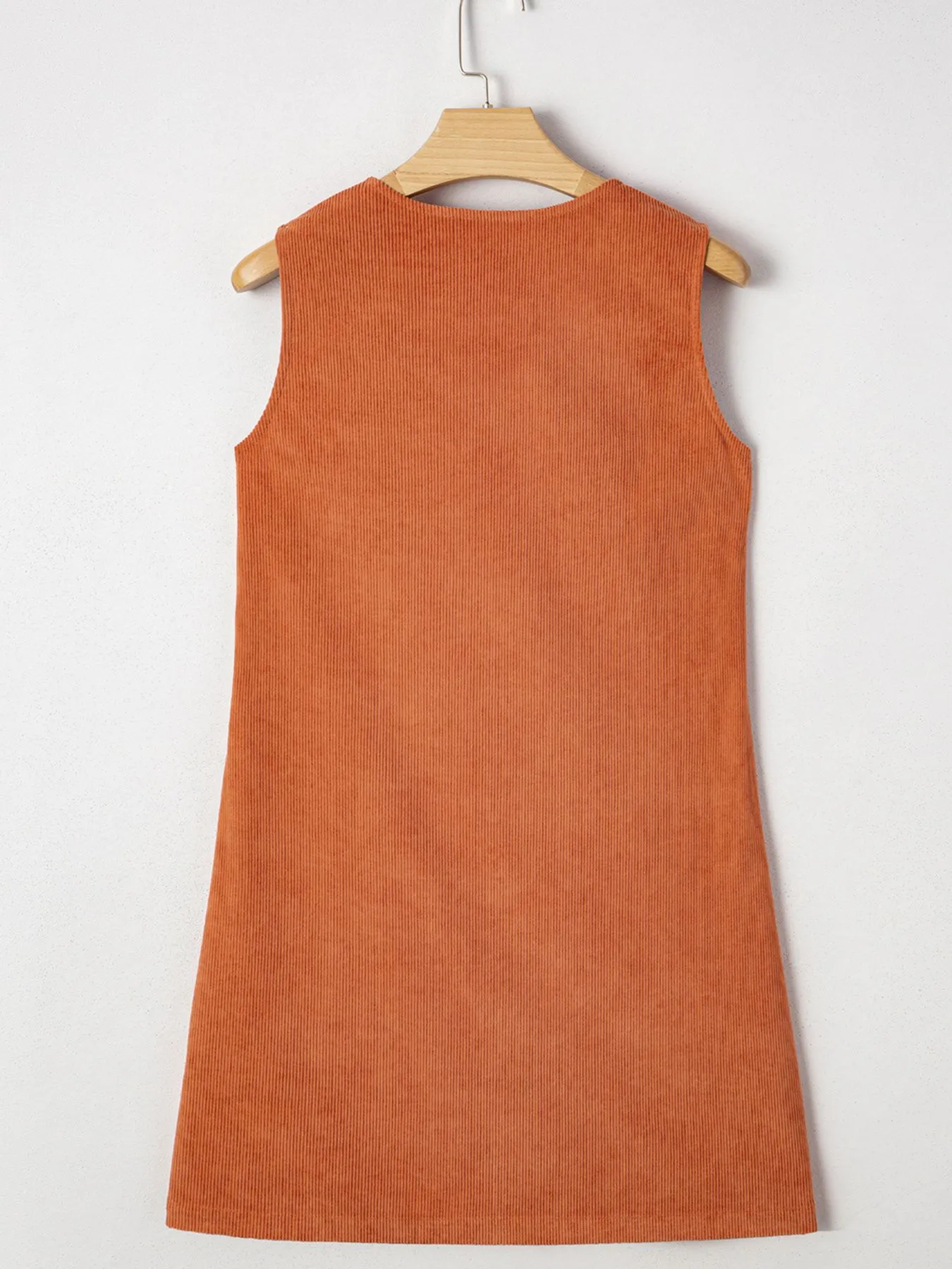 Corduroy Western Embroidered Patched Pocket Shift Sleeveless Mini Dress - Image 5