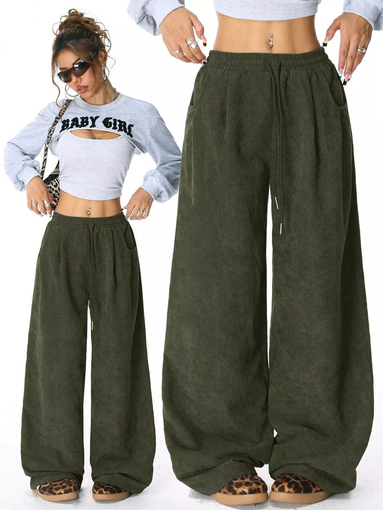 Corduroy Wide Leg Pants - Image 13