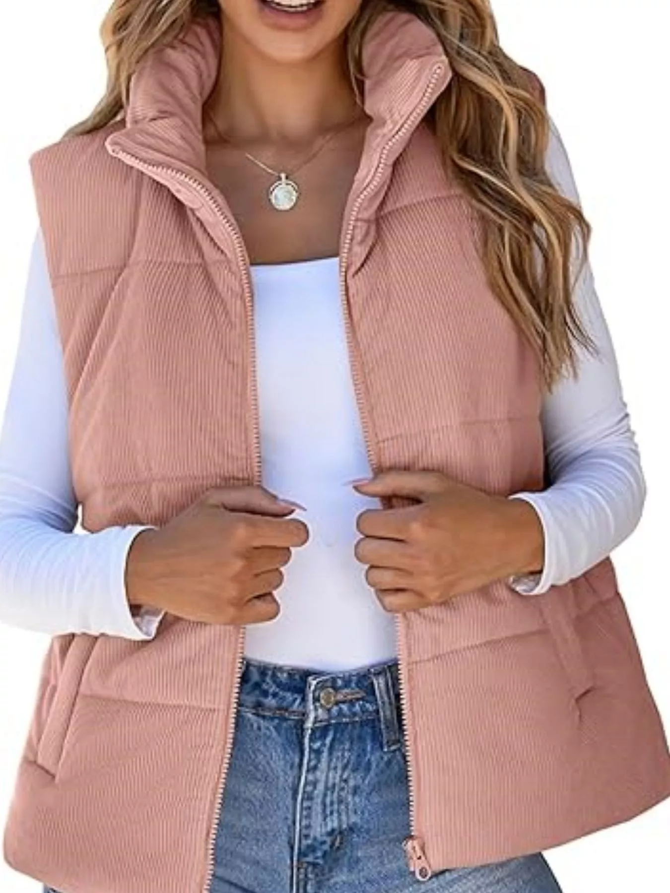 Corduroy Zip Up Vest Coat - Image 13