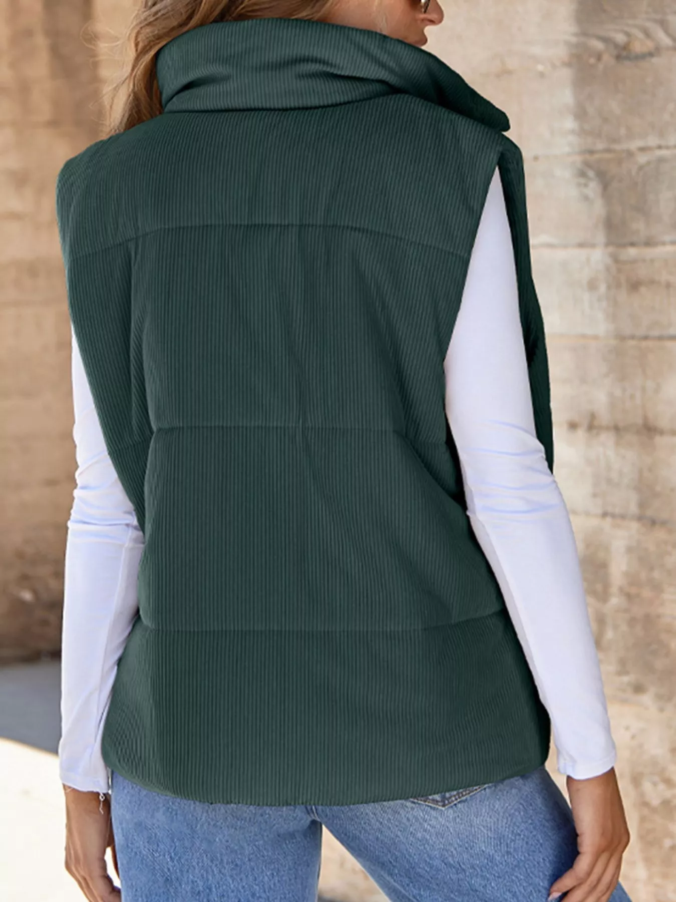 Corduroy Zip Up Vest Coat - Image 15