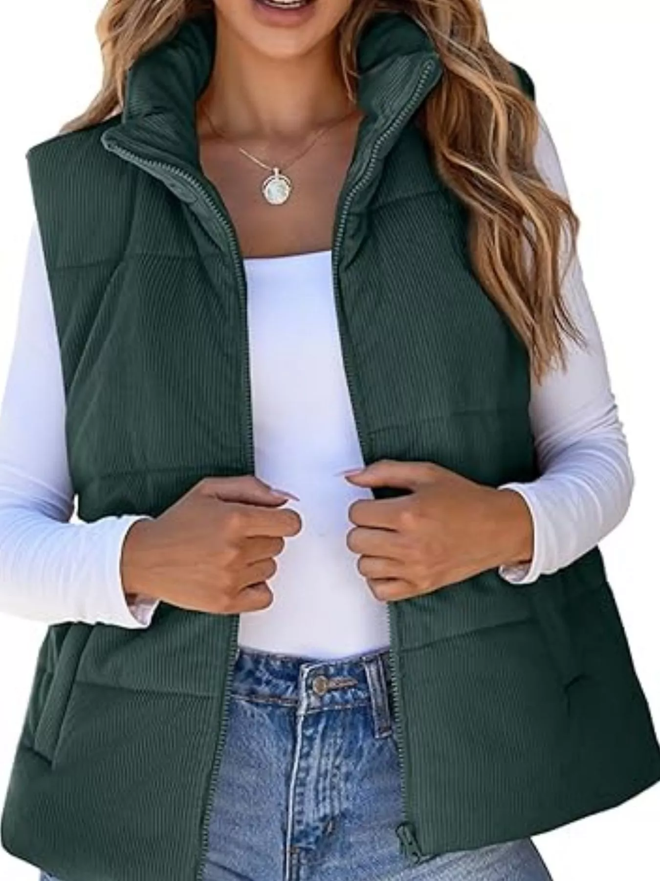 Corduroy Zip Up Vest Coat - Image 16