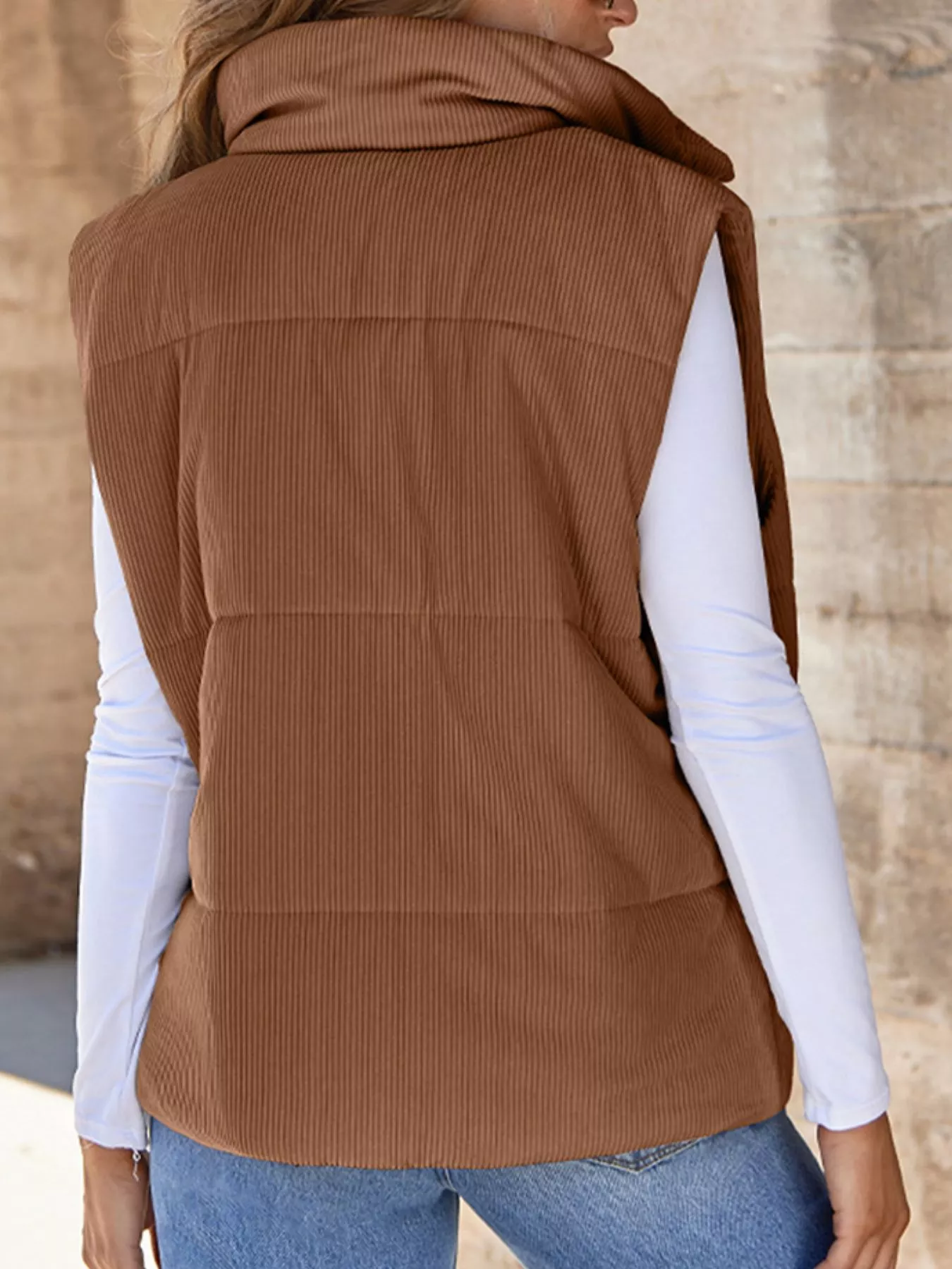 Corduroy Zip Up Vest Coat - Image 18