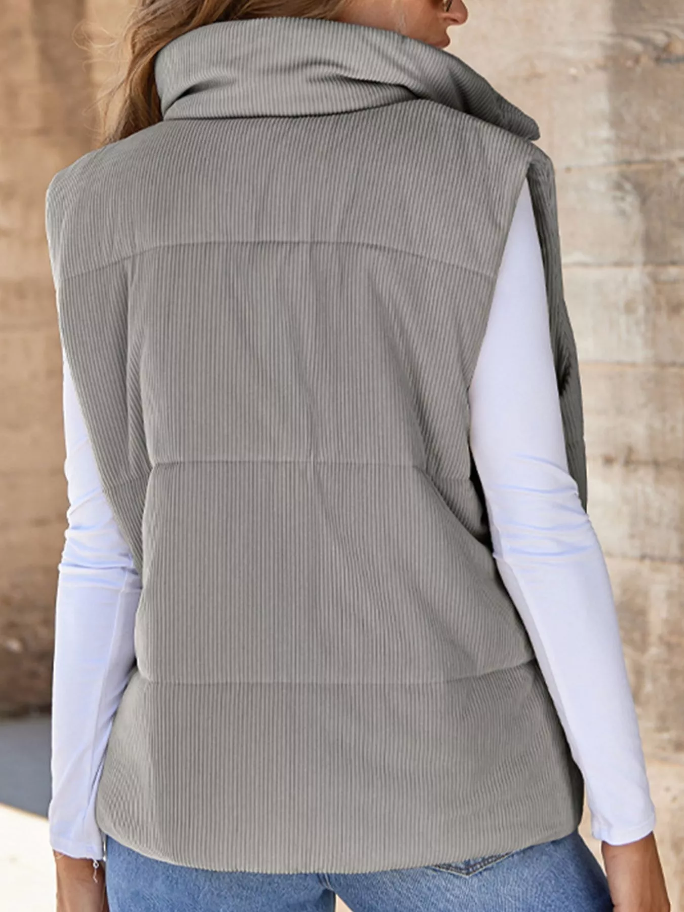 Corduroy Zip Up Vest Coat - Image 21