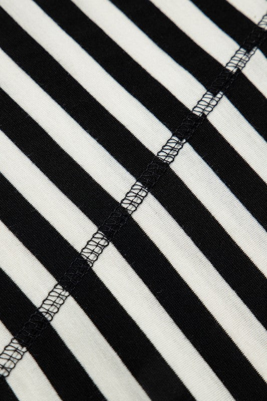 Cotton Black Striped Batwing Sleeve Oversized Top - Image 11