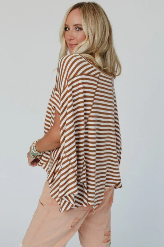 Cotton Black Striped Batwing Sleeve Oversized Top - Image 16