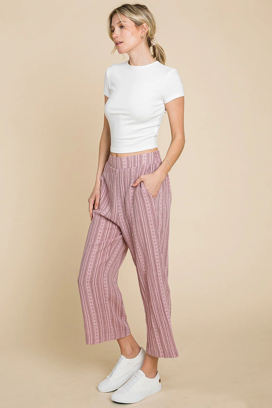 Cotton Bleu by Nu Lab Striped Elastic Waist Wide Leg Pants - Image 3